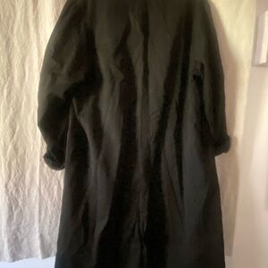 Classic Black Long Coat, Vintage Duster
